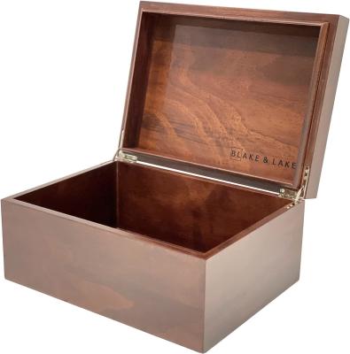 China Wooden Keepsake Decorative Box with Lid Wood Printing Handling Stamping for sale