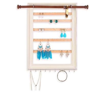 China Non-folding Rack Earring Holder Wall Jewelry Display with Bracelet Necklace Holder and Rod for sale