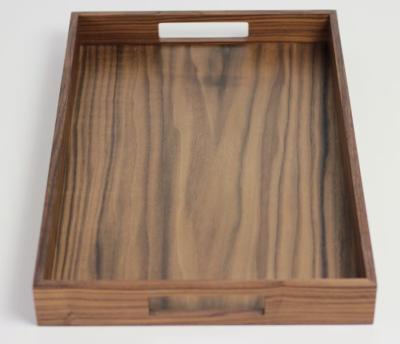 China Customized Logo Walnut Wood Tray Home Decor Serving Tray with Handles for sale