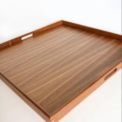 China Rectangle Walnut Wooden Serving Tray with Handles As your request Walnut Coffee Table for sale