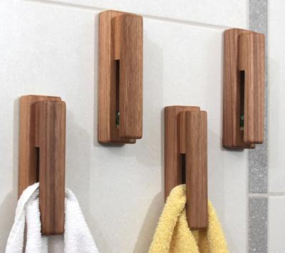 China Wooden Towel Holder Classification Non-folding Rack Walnut Wood Hooks as your request for sale