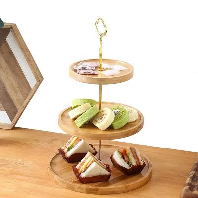 China Custom Size 3 Layer Bamboo Cupcake Stand for Party Fruits Snacks Serving Tray OEM ODM for sale