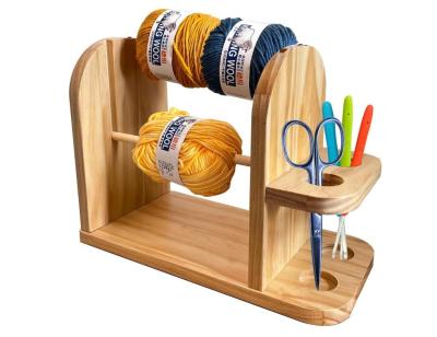 China Wood Yarn Holder Double Revolving for Crochet Knitting Handmade Yarn Ball Dispenser for sale