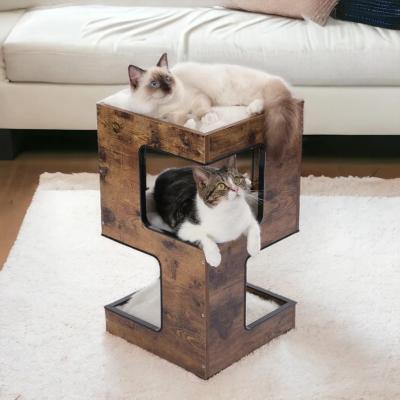 China Customized Shape Cat Climbing Scratcher Toy Tree Modern Wooden Pet Gifts for Cat House for sale