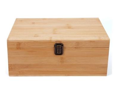 China 1 X 7.9 X 4.5 Inch Natural Bamboo Wood Storage Box With Hinged Lid Silk-Screen Printing for sale