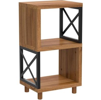 China Natural Wood Color Living Room Metal Modern Nightstand Bedside Table for Small Spaces for sale