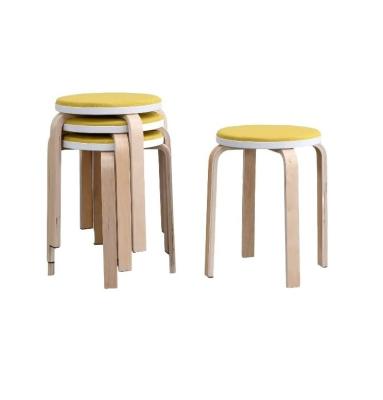 China Modern Design Wooden Chair for Kitchen Dining 4 Feet Anti-Dust Round Stool Stand for sale