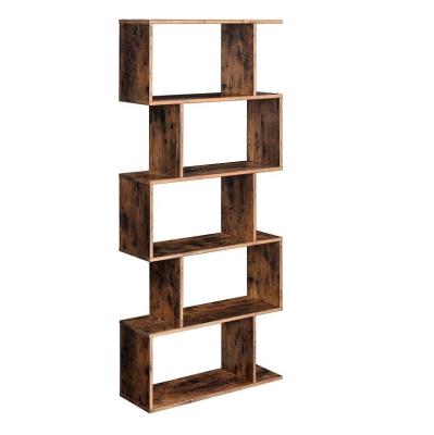 China Solid Wood 5-Tier Bookshelf Bookcases 70 x 24 x 159 cm Rustic Brown for Living Home Decor for sale