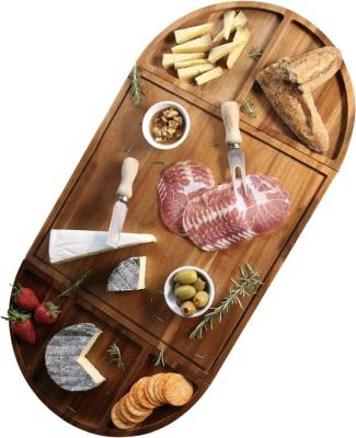 China All-Season Wood Round Cheese Board Set Unique Wooden Charcuterie Boards Extra Large Cheese Tray for sale