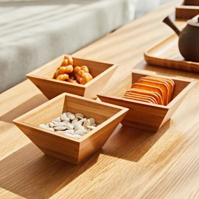 China Houten saladebak met natuurlijke vierkante bamboebakken en gedroogde fruitorganisator Te koop