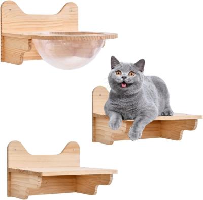 China Wall-Mounted Wooden Cat Space Capsule House Transparent Furniture Set for Indoor Cats for sale