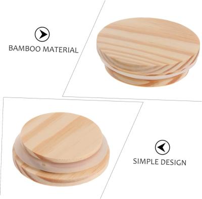 China 8pcs tapas de bambú de madera sin derramamiento de velas frascos de vidrio frascos herméticos frascos de tapa de madera en venta