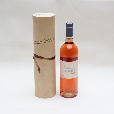 China Custom Round Tube Birch Veneer Soft Bark Wooden Packaging Box for Gift Wine Bottle for sale