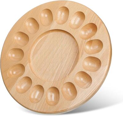 China OEM 15 Holes Reversível Madeira Deviled Egg Plater Tabuleiro de charcuteria Taça de ovos espessa recipientes de ovos de galinha à venda