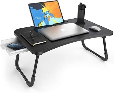 China Adjustable Height Folding Lap Desk with Storage Drawer and Cup Holder for sale