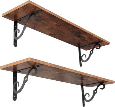 China Popular Design Custom Color Set Of 2 Wooden Floating Shelves for Household Needs for sale