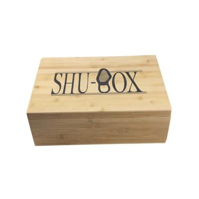 China Wooden Structure Custom Handmade Rectangle Shoe Box With Laser Engraved Printing for sale