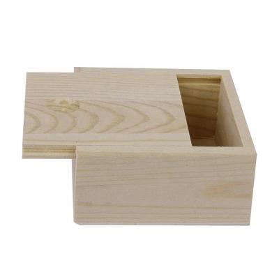 China Caja de madera con tapa deslizante para regalos de Navidad pequeños en tamaño personalizado y material sin terminar en venta