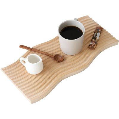 China Wave Shape Wooden Tray Breakfast Serving Tray for Kitchen 40.5x18.5x2cm Customized Logo for sale