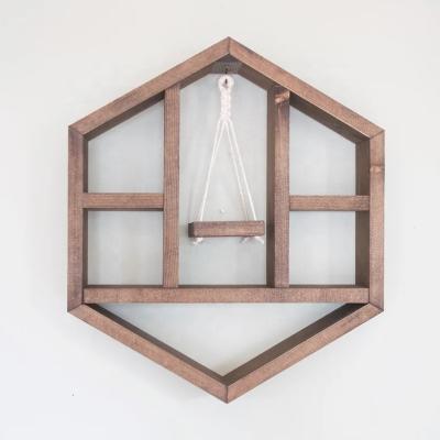 China Floating Geometric Shelf Handcrafted Honeycomb Design for Space-Saving Wooden Hexagon for sale