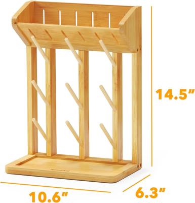 Chine Rack de séchage de bouteilles de bambou à double niveau pour une organisation pratique des bouteilles de cuisine à vendre