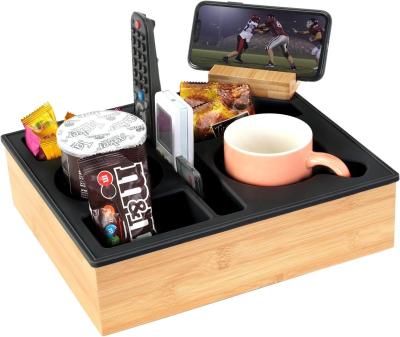 China Caja de almacenamiento de madera de escritorio para la sala de estar mesa de café aperitivos y control remoto en venta