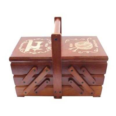 China Gifts Stores Commercial Buyer Convenient Sewing Work Wooden Sewing Box 5 Days Delivery for sale