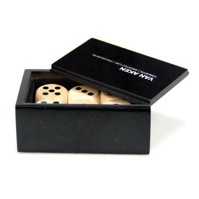 China Custom Black Wooden Medium Dice Packaging Box for 9x6.7x3.8cm Dice Cup Box for sale