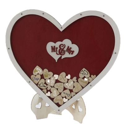 China Alternative Rustic Wedding Decorations Varnished Wooden Hearts Guest Book for Custom Size for sale