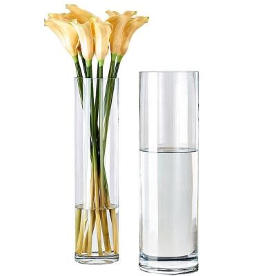 China Clear Glass Cylinder Vases Minimalist Design Style Perfect for Wedding Centerpieces for sale