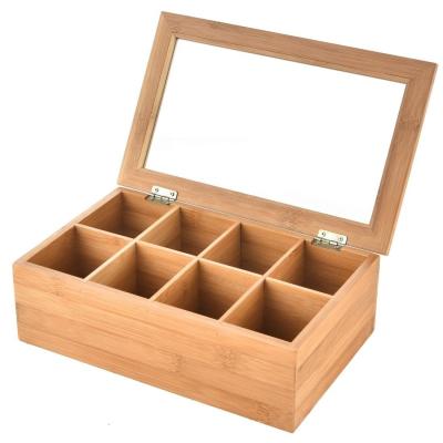 China Industrial Toy Custom Print Bamboo Wooden Tea Packaging with Glass Top Unfinished for sale