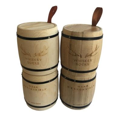 China Customized Logo Acceptable Wooden Tea Coffee Sugar Canisters Set Barrel Shape for sale