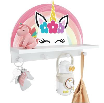 China Floating Shelf and Hooks Multifunctional Kids Coat Rack for Girls Bedroom Decoration for sale