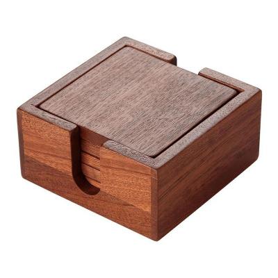 China All-Season Square Shape Sapele Houten Achtergrond voor Drink Cup Thee Op maat Te koop