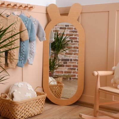 China Rustic Design Wooden Decorative Mirror for Children's Montessori Living Room Dressing for sale