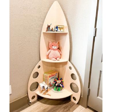 China Wooden Bookcase Printing laser engrave Montessori Toy Shelf for kids room Warehouse for sale