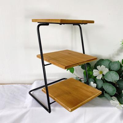 China Customized Logo Acceptable 3 Tiers Acacia Wooden Cake Display Stand for Afternoon Tea for sale