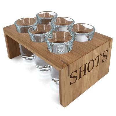 China Varnished Custom Wood Communion Tray with Shot Glass Simple and Useful Design for sale