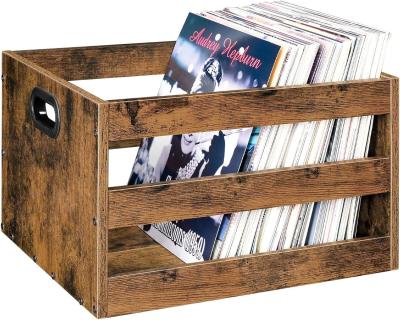 China Organizador de almacenamiento de discos de vinilo en el salón con almacenamiento de archivos de madera vintage en gran cantidad en venta