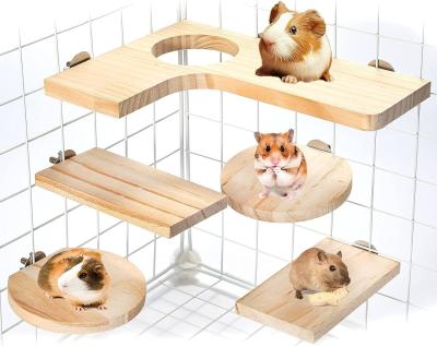 China Wooden Platform for Hamster Cage L-Shaped Round Hole 5Pcs Pedal Toys Customized Logo for sale