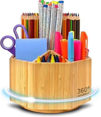 China Sample Charge Free Art Supply Organizer Bamboo Pen Holder Desk Organizer for Kids for sale