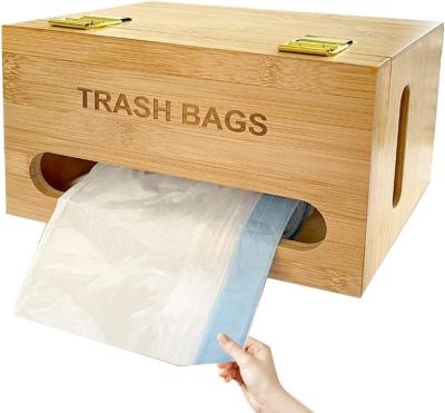 China Classification Non-folding Rack Bamboo Bag Dispenser for Trash Bags Wall Mounted for sale