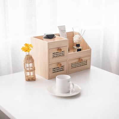 China Efficiently Organize Your Desk with 13.3x8.6inch Wooden Storage Box Mini Desk Organizer for sale