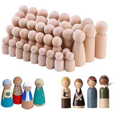 China Engraving Carving Type Unfinished Figure Shape Wooden Peg Doll for Hand Painting for sale