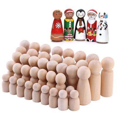 China Unpainted Wooden Peg Doll Family DIY Toy for Crafts and Sculptures Custom Size Accepted for sale