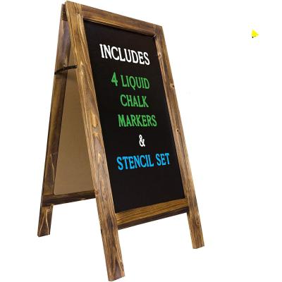 China Handcrafted Rustic Wooden Frame Portable Blackboard With Stand Convenient and Portable for sale