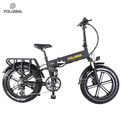 China 750W 48v 14Ah Aluminum Alloy Battery Polarna Aluminum Alloy Electric Motor Folding Mountain Bike 20 Inch Fat Tire Electric Bicycle E Bike for sale