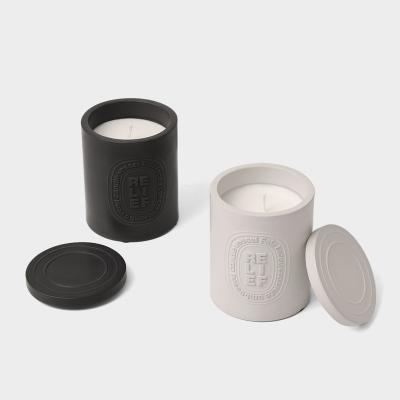 China China Supplier Wholesale Cheap Modern Cement Candle Jar Luxury Concrete Ships Jars With Lid Bulk Home Decorative for sale