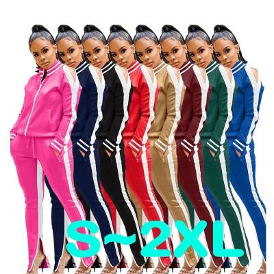 China Anti-Wrinkle Logo Zipper Two Piece Set Custom Made Jogging Casual Women Sweatsuit Sports Suits Sweat Suits Wholesale for sale