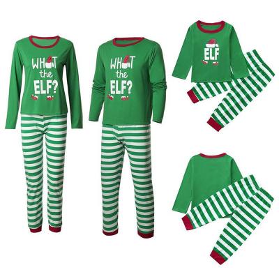 China 2021 Kids Sleepwear QUICK DRY Robe Plus Size Women's Green Stripes Christmas Pajamas Wholesale Cotton Christmas Matching Pajamas For Family for sale